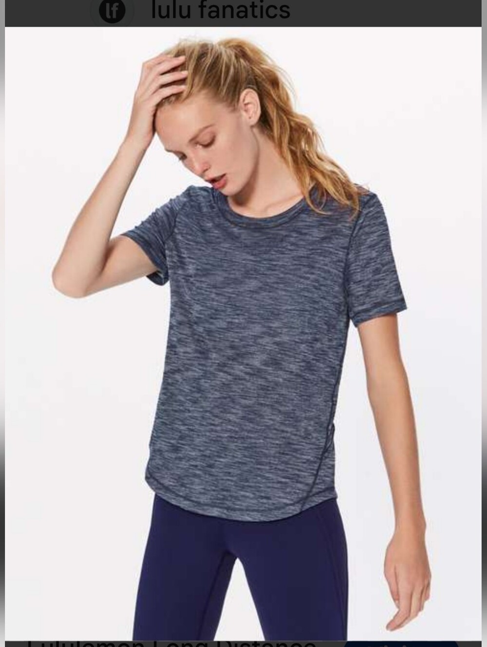 lululemon athletica Designed To Run Heathered Navy Short Sleeve Tee. Size 4-6